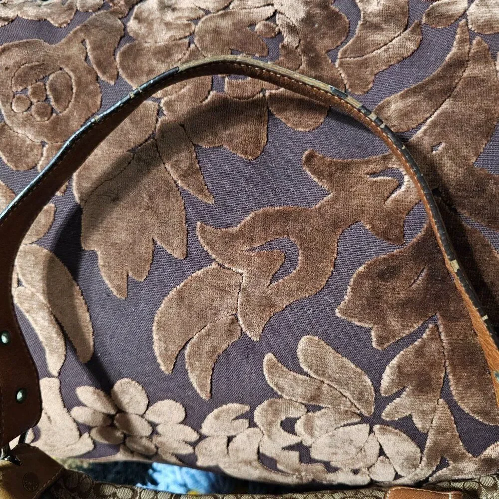 2004 Vintage y2k Coach Demi Shoulder Bag in Brown Mini Signature Jacquard Purse
